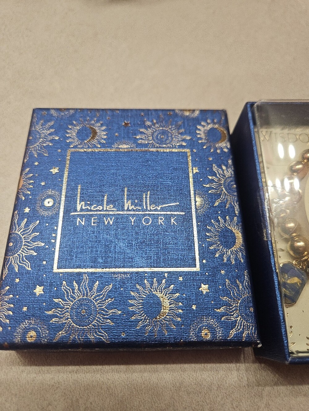Nicole Miller Blue and Gold Sun Motif Jewelry Box NEW YORK CITY